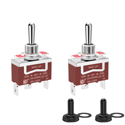 30A 12V DC Momentary SPDT (ON)-OFF-(ON) Toggle Switch for Automotive & Marine