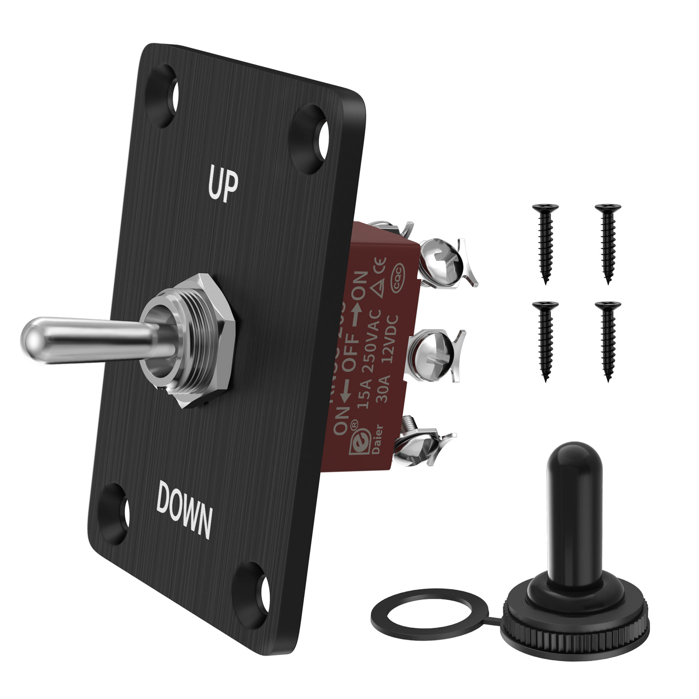 30A 12VDC / 15A 250VAC ON-OFF-ON Latching Polarity Reverse Toggle Switch Kit
