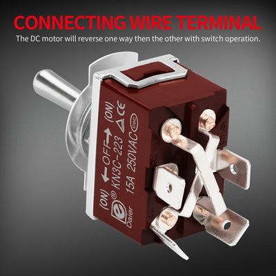 30A 12VDC / 15A 250VAC DPDT Momentary Reverse Polarity Toggle Switch with Cover