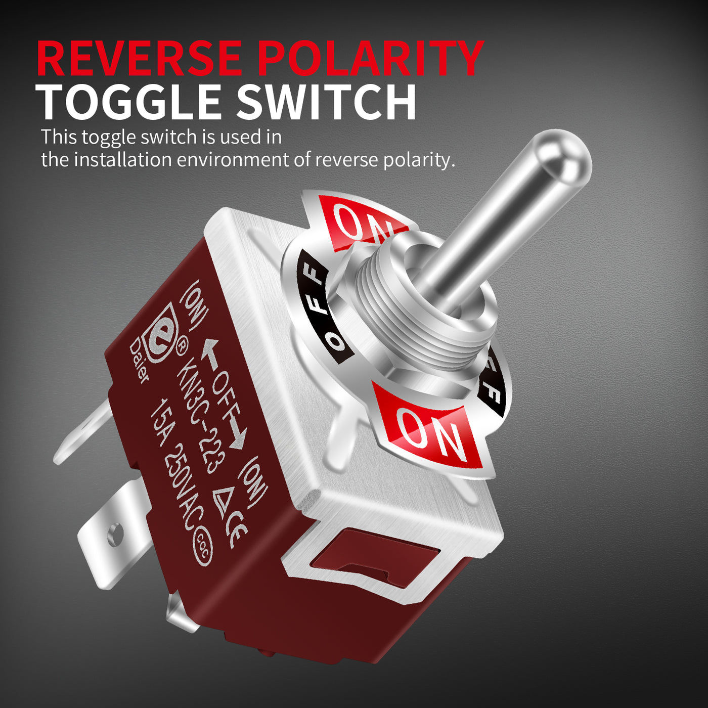 30A 12VDC / 15A 250VAC DPDT Momentary Reverse Polarity Toggle Switch with Cover
