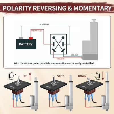 30A 12V DPDT 3 Way Polarity Reversal Momentary Toggle Switch - DAIER