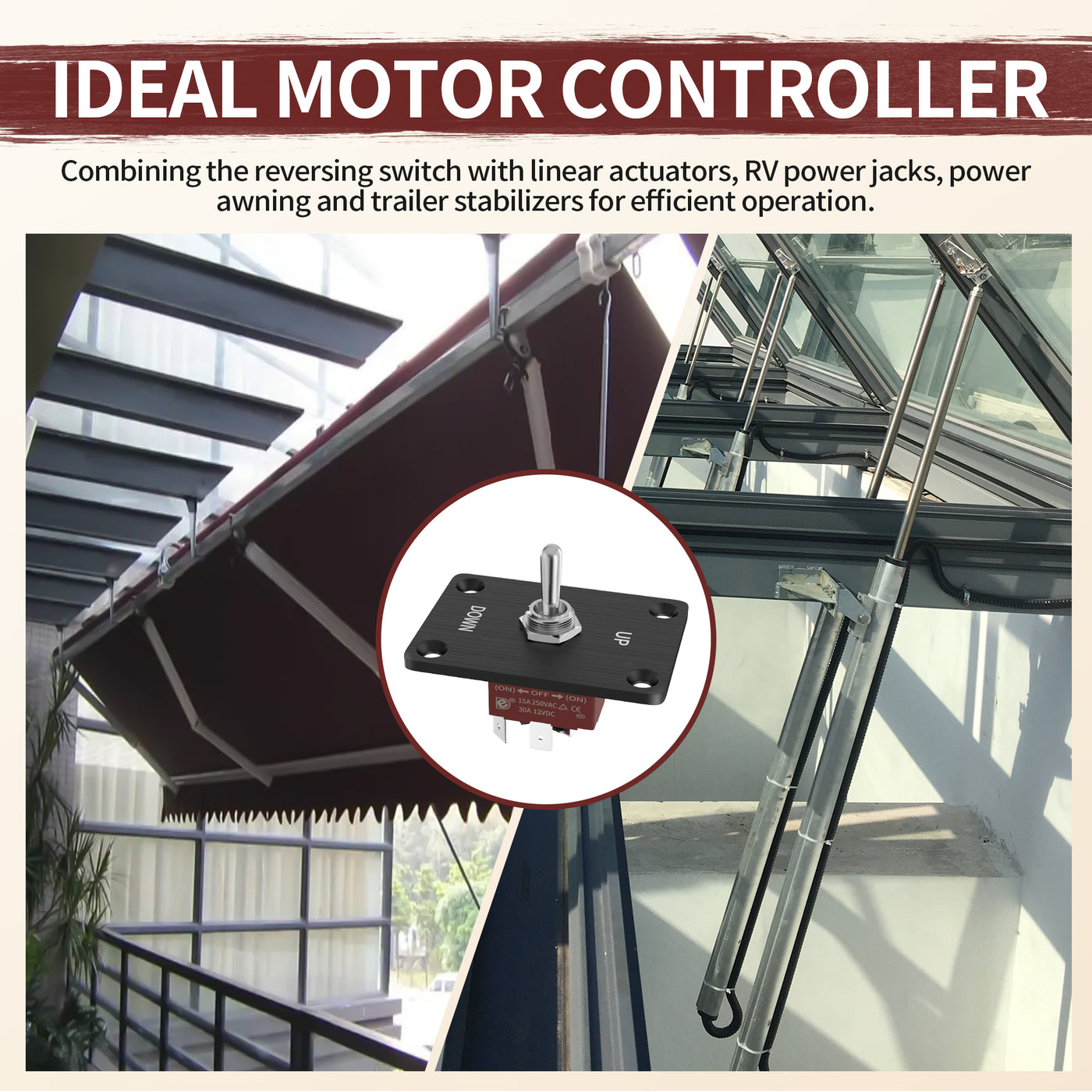 30A 12V DPDT 3 Way Polarity Reversal Momentary Toggle Switch – DAIER