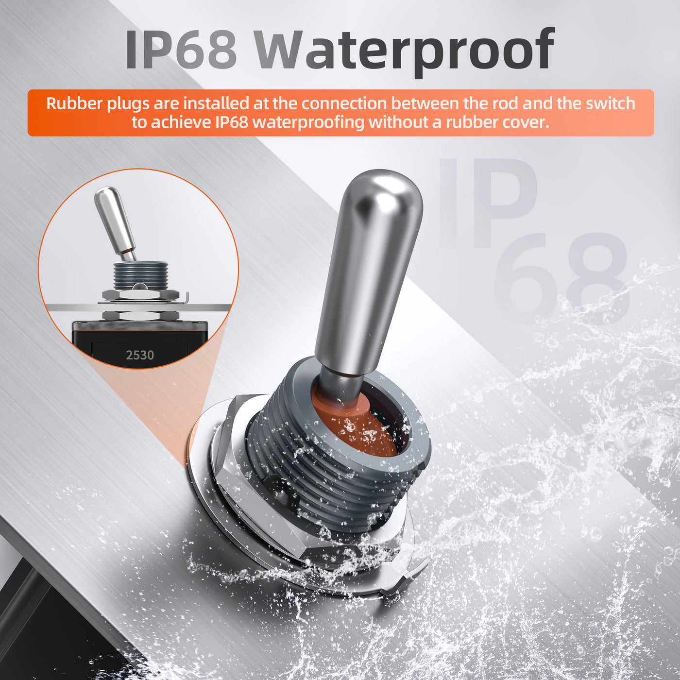 2PC IP68 Waterproof Pre-Wired Toggle Switch - 30A 12VDC SPST ON-OFF 2 Pin