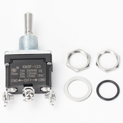 IP67 Waterproof SPDT 3 Way Momentary (ON)-OFF-(ON) Toggle Switch