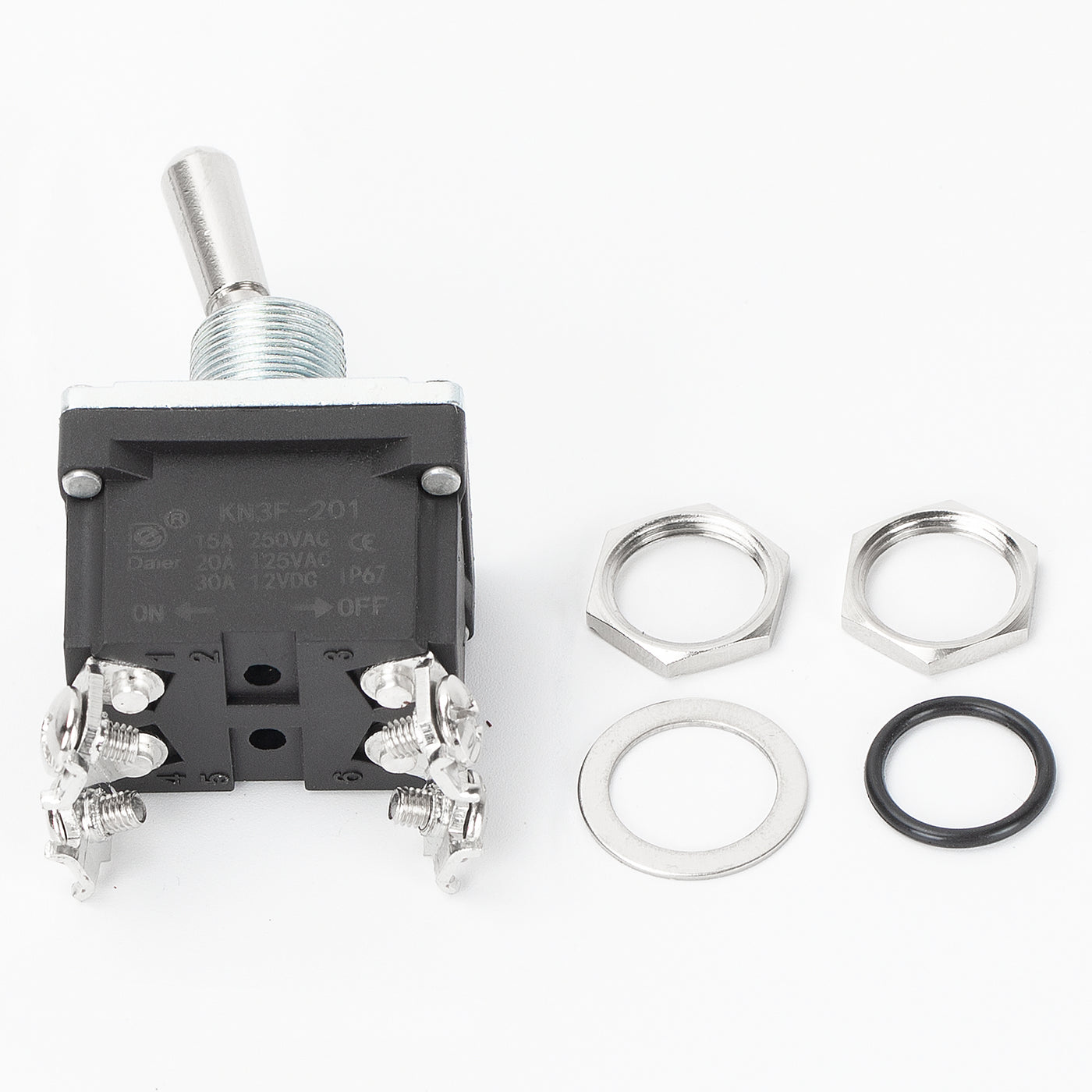 IP67 Waterproof 30A 12VDC ON-OFF 4 Terminal DPST Toggle Switch for Multi-Circuit Control