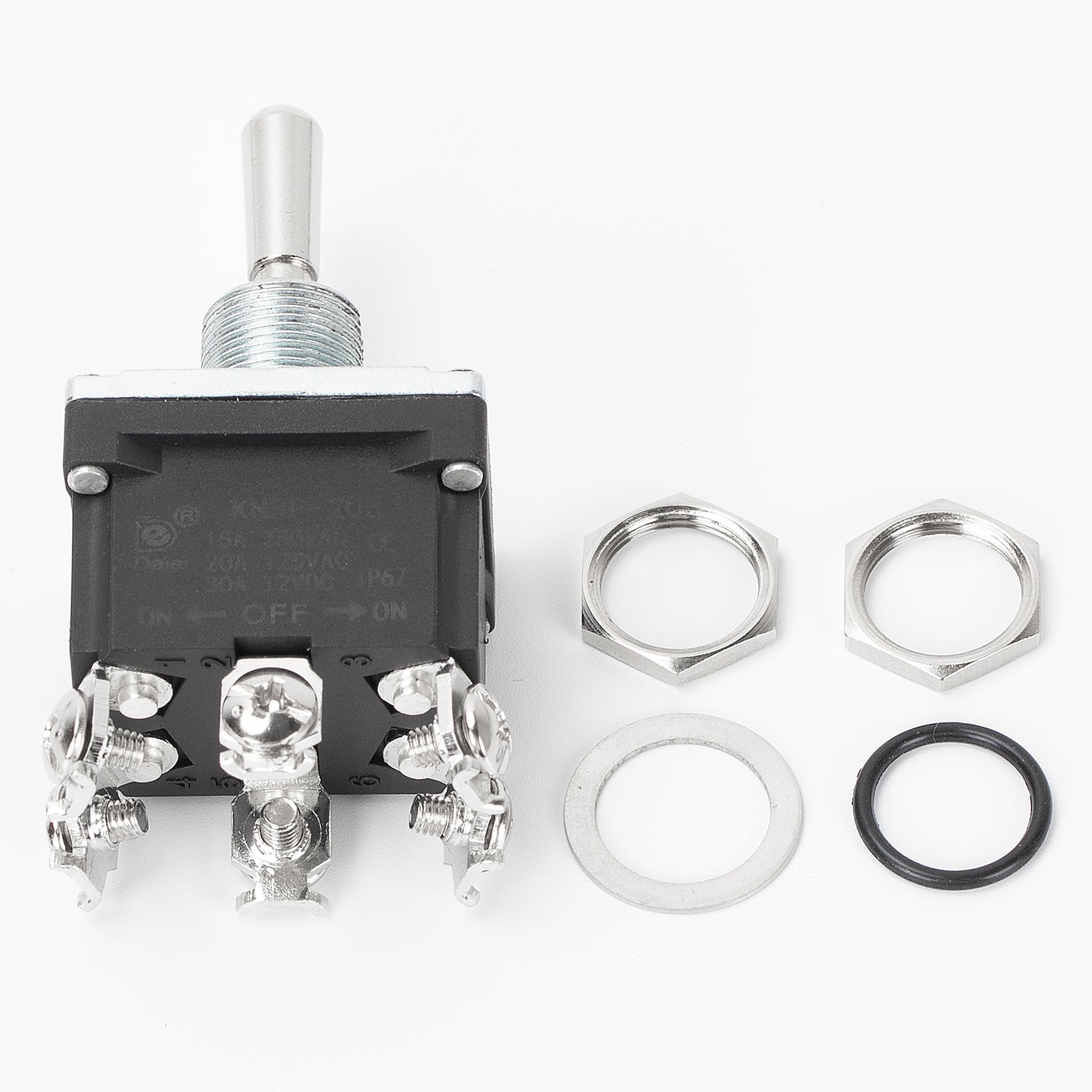 30A 12VDC IP67 Latching DPDT 6 Pin ON-OFF-ON Toggle Switch – DAIER