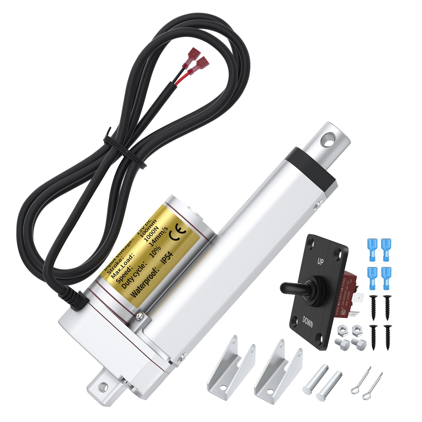 1000N/220lb 4"/100mm  Stroke 14mm/s 12V Linear Actuator with Reverse Polarity Switch Controller