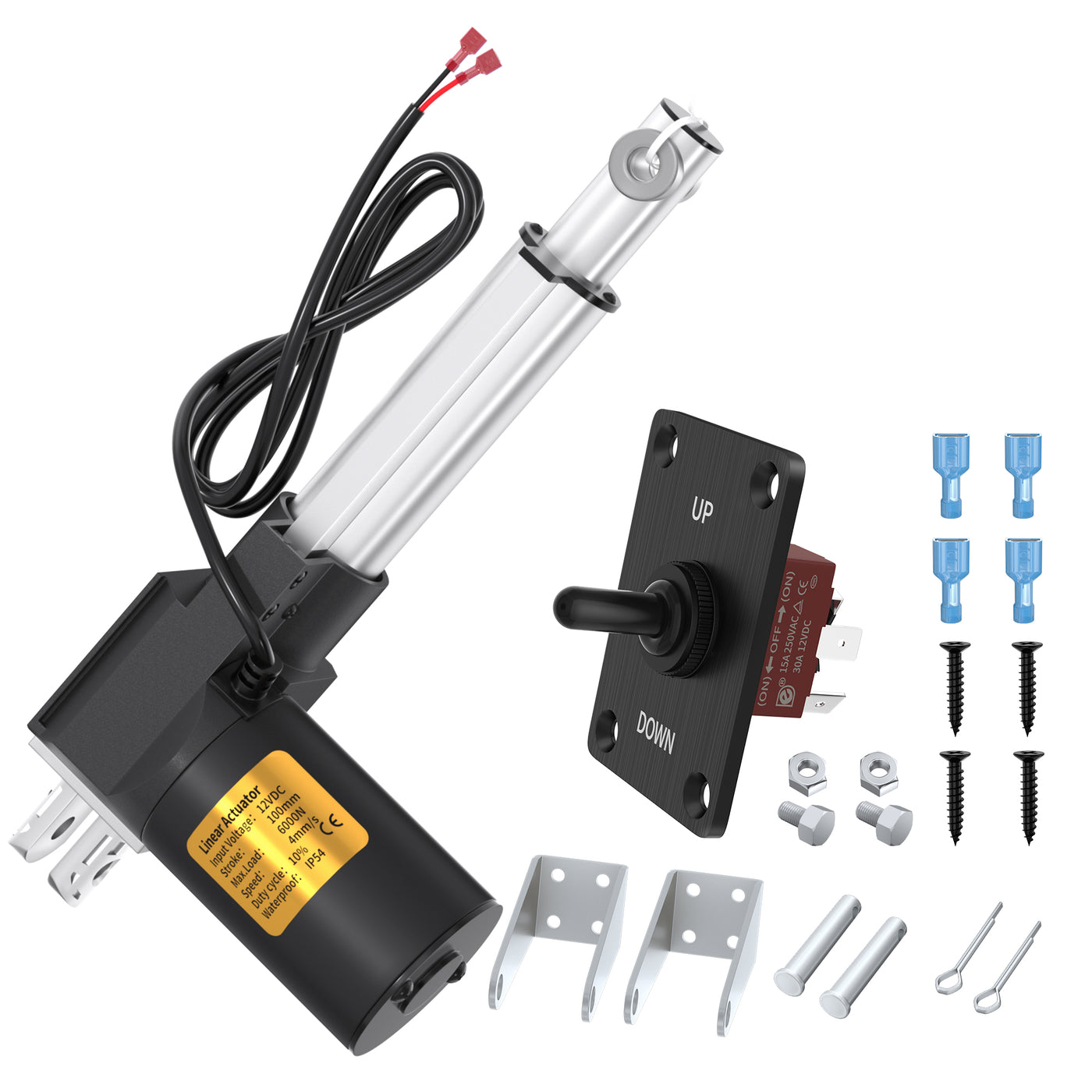 6000N/1320lb 100mm/4" Stroke 4mm/s 12V Linear Actuator with Switch Controller