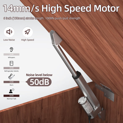 1000N/220lb 6"/150mm Stroke 14mm/s High Speed 12V Linear Actuator with Switch Controller
