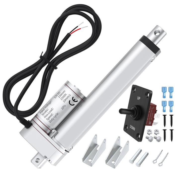 12V 1500N 330lb Heavy Duty Linear Actuator 6"/150mm Stroke High Speed   DAIER