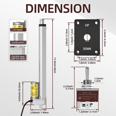 1000N 12"/300mm Stroke 14mm/s 12V Linear Motion Actuator with Controller