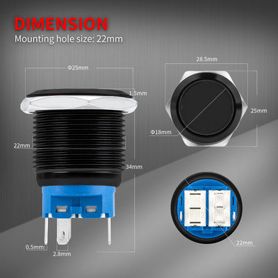 LAS3-22F-W11E Pushbutton Dimension