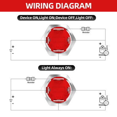 16mm 20A 12V High Head Latching Metal Push Button Switch w/ Ring LED