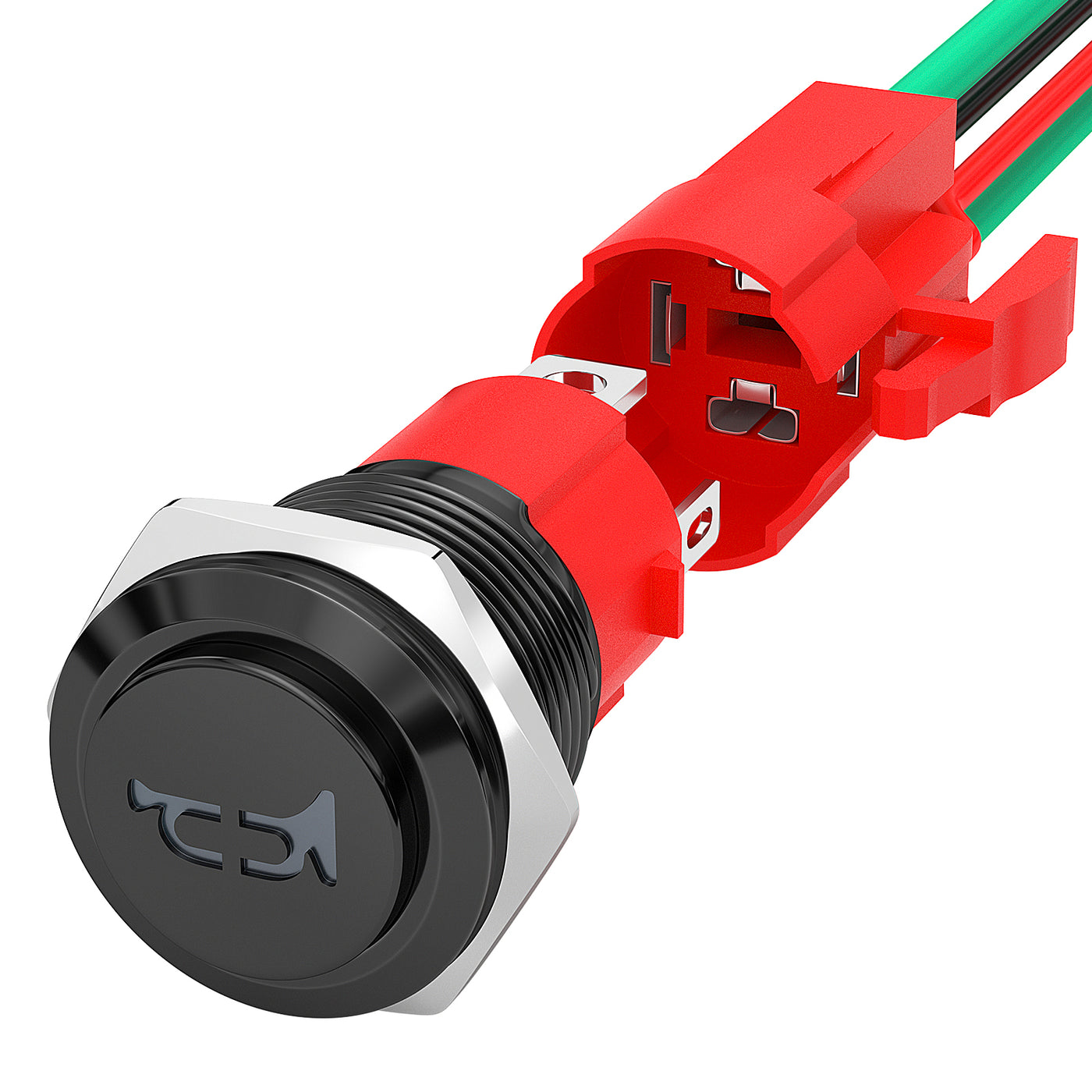 12V 20A Heavy Duty 16mm LED Illuminated Metal Horn Switch - DAIER