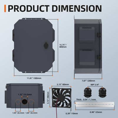 Outdoor Weatherproof Vented Metal Electrical Enclosure Box - 15.7"x11.8"x7.9" - DAIER