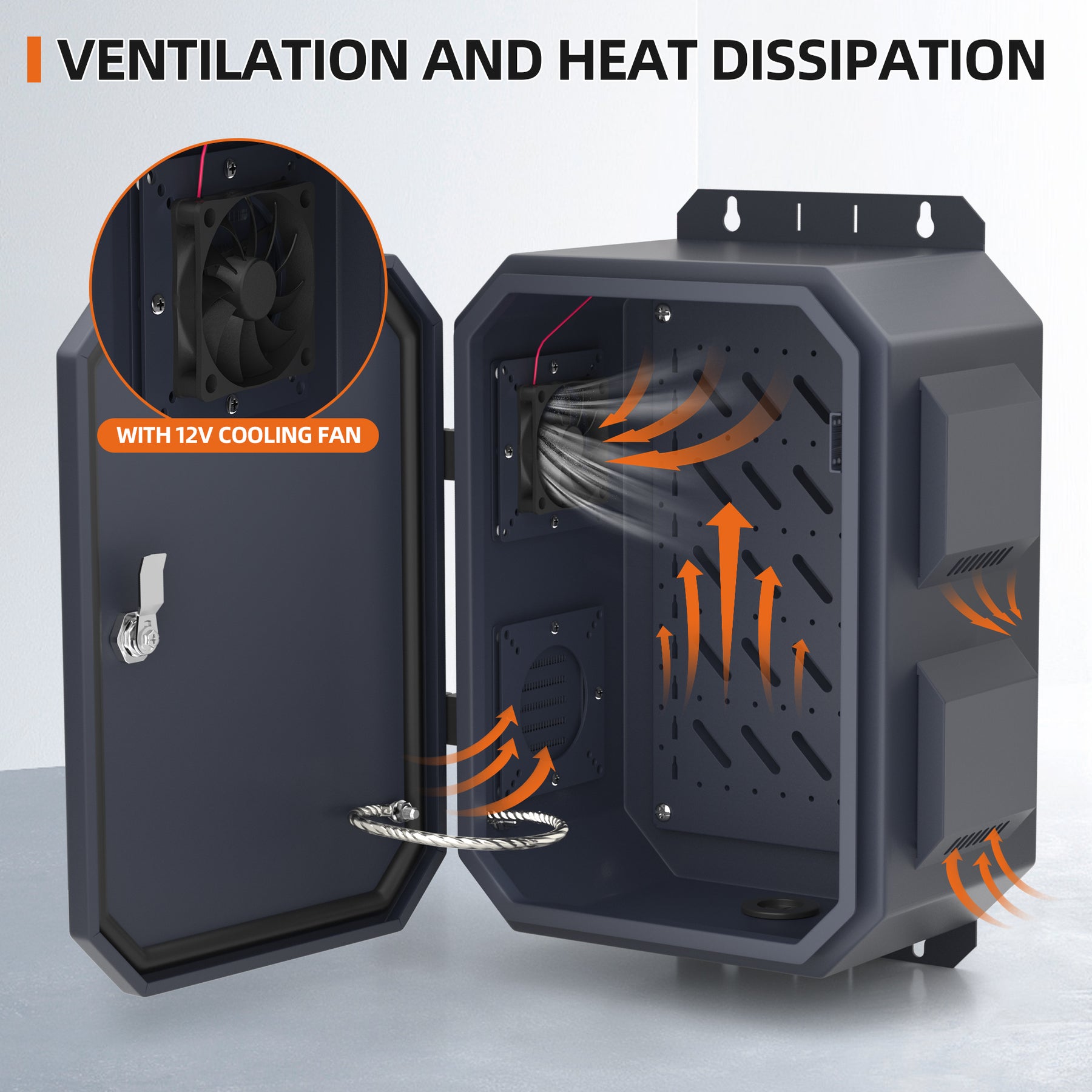 Outdoor Weatherproof Vented Metal Electrical Enclosure Box - 15.7