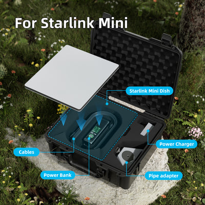 Starlink Mini Black Hard Protective Travel Case with Organized Storage
