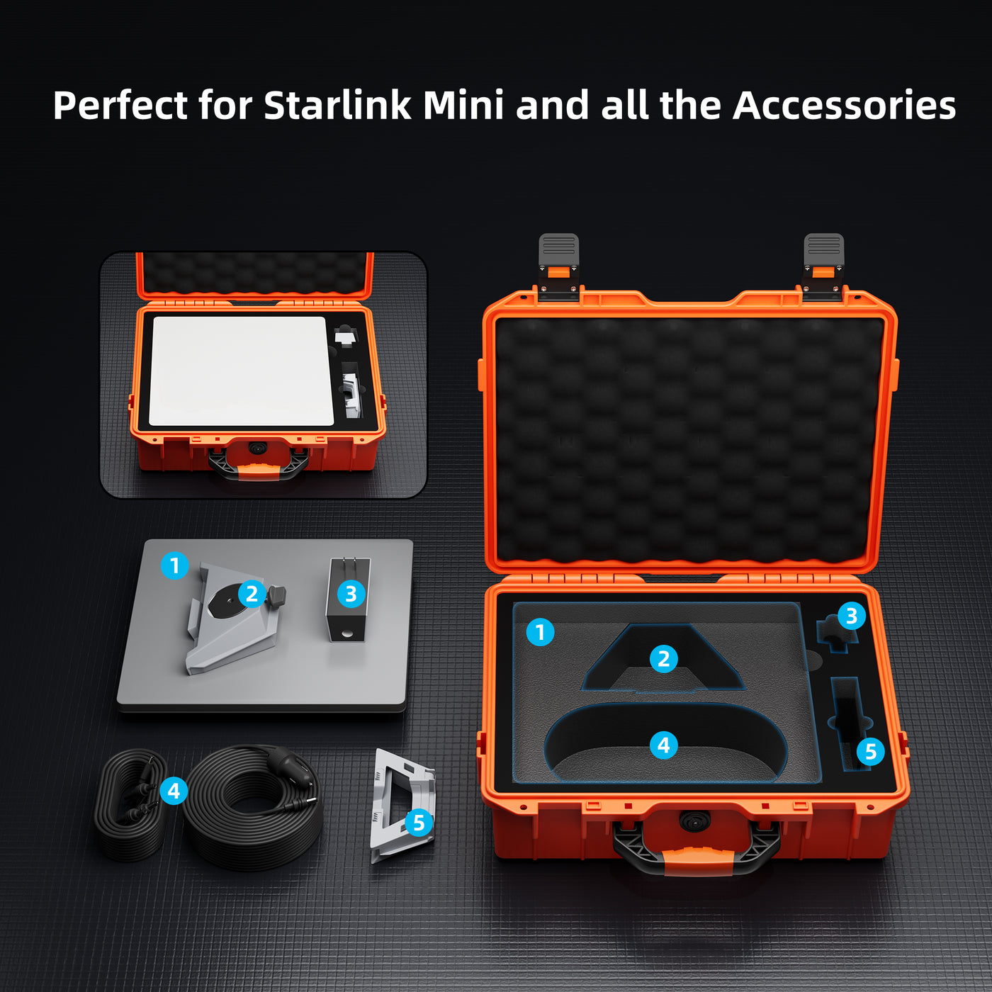 Starlink Mini Orange Hard Protective Travel Case with Organized Storage