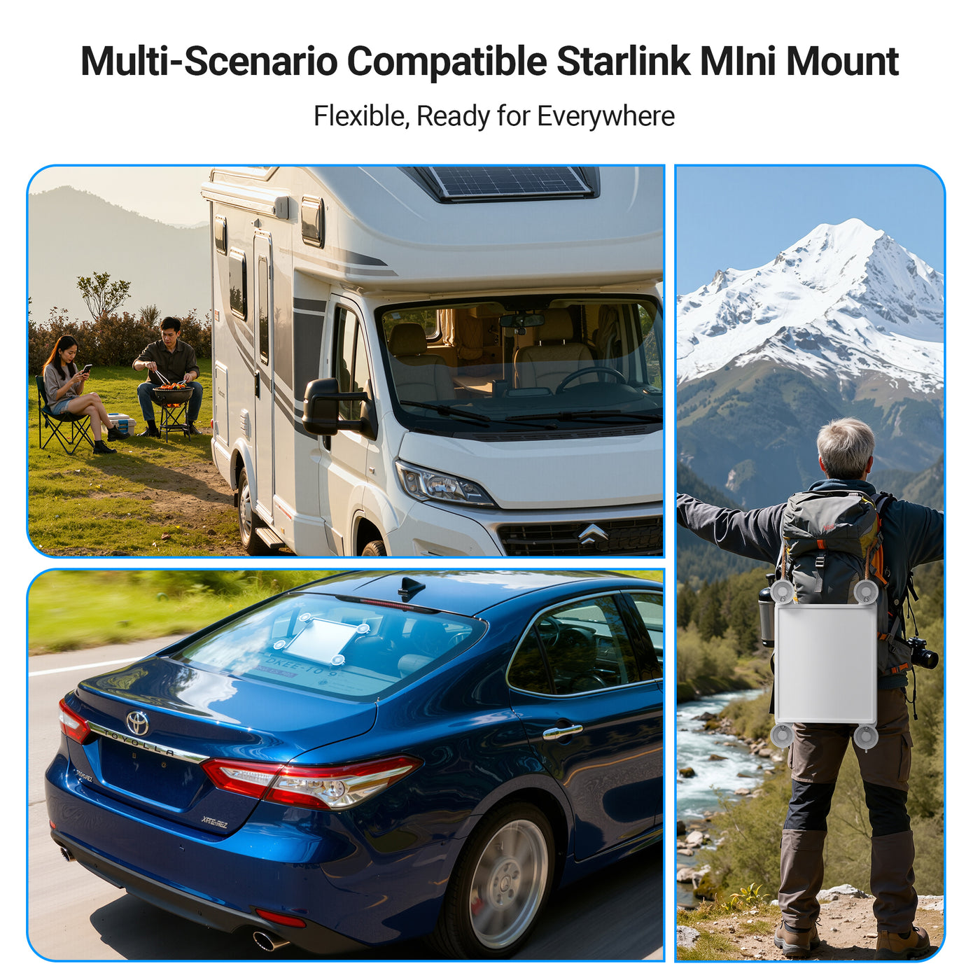 Starlink Mini Car Mount with Protective Silicone Case and Suction Cup for Sunroof, Car Window, RV Skylight
