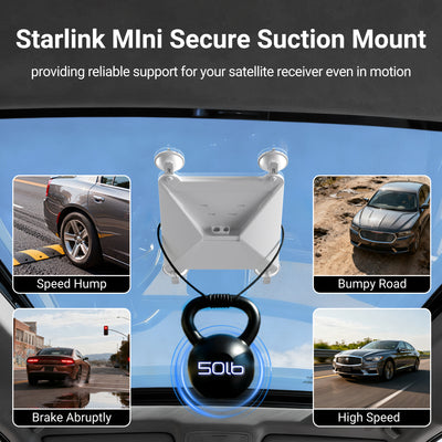 Starlink Mini Car Mount with Protective Silicone Case and Suction Cup for Sunroof, Car Window, RV Skylight