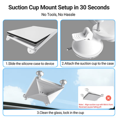 Starlink Mini Car Mount with Protective Silicone Case and Suction Cup for Sunroof, Car Window, RV Skylight