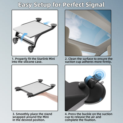 Starlink Mini Car Mount with Protective Silicone Case and Suction Cup for Sunroof, Car Window, RV Skylight
