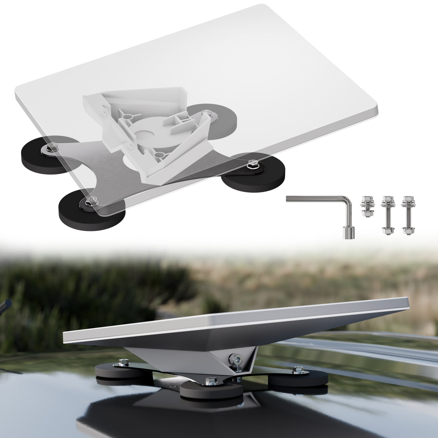 Starlink Mini Magnetic Mount Base for Official Pipe Adapter & Flat Mount | 300 lbs Force, 4-Magnet for RV, Car, Boat