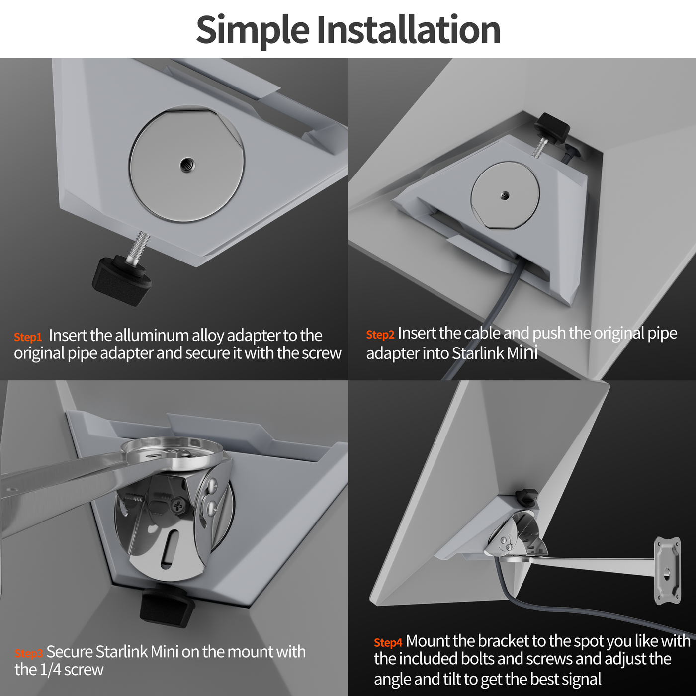 Starlink Mini Adjustable Wall Mount Bracket Kit with Mount Adapter