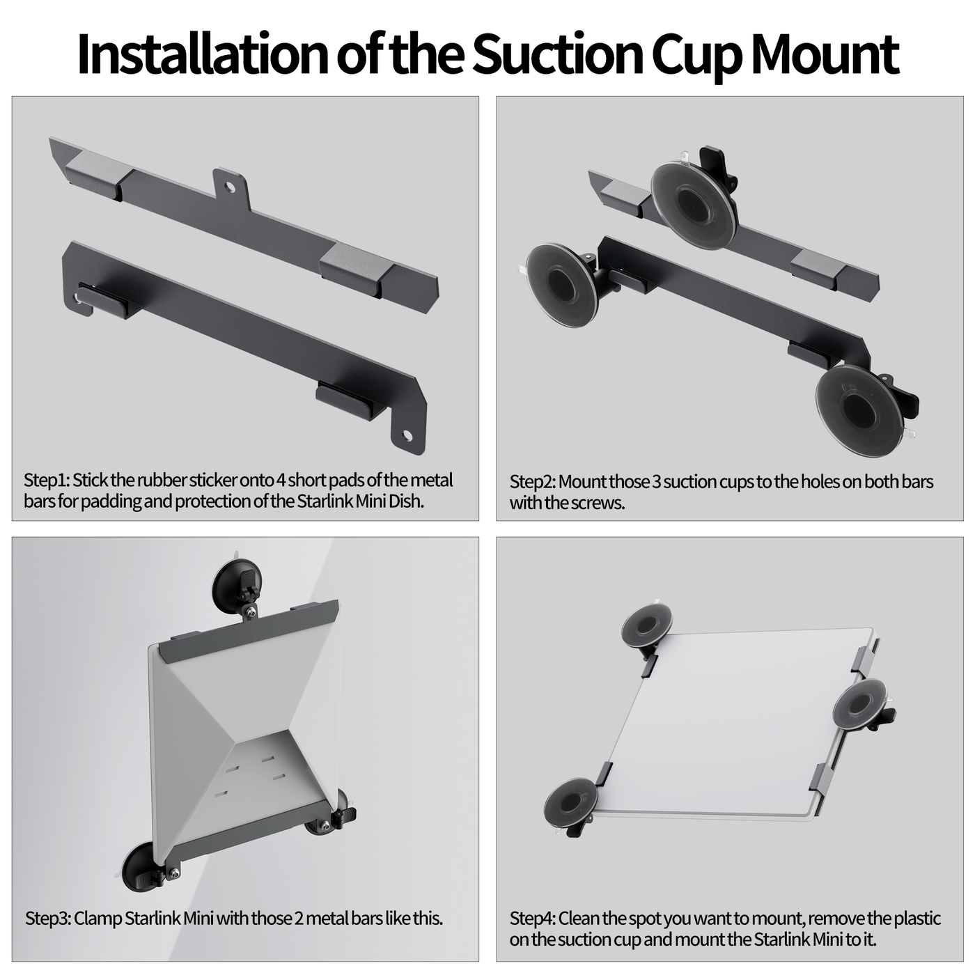 Starlink Mini Suction Cup Mount Kit for Car Windows and Sunroofs