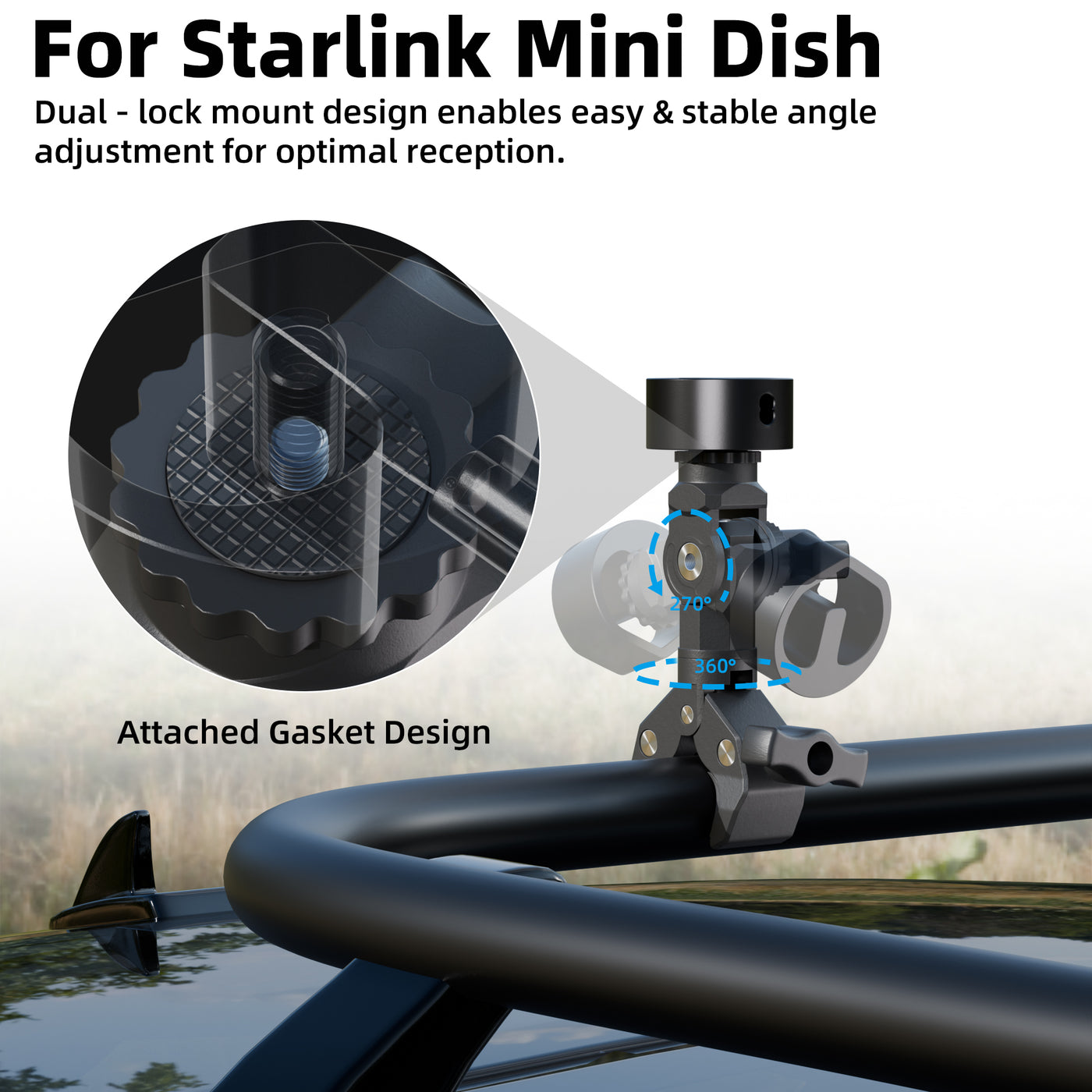 Starlink Mini-Klemmhalterung mit 1/4-Zoll-Schraubhalterung und Stativadapter