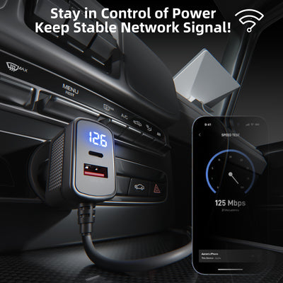 Starlink Mini USB-A/USB-C/DC Output Car Charger with Voltmeter - 9.84FT/3M