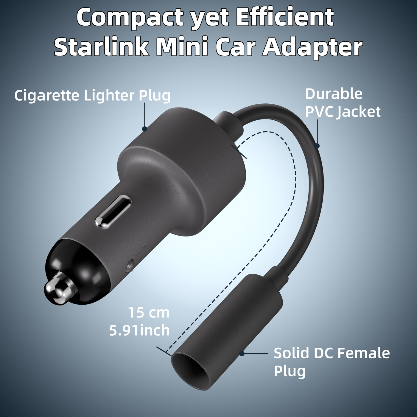 Starlink Mini Car Power Adapter Cigarette Lighter Plug with 12V/24V to 20V DC Converter for DC Cable