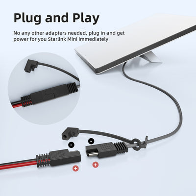 Starlink Mini SAE to DC Plug Adapter Power Cable – 18AWG – 3.28FT/1M