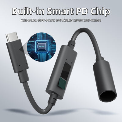 Starlink Mini USB-C PD Adapter with Digital Volt/Amp Display | 20V Trigger Cable for 65W+ Power Banks & Chargers