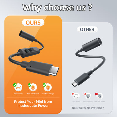 Starlink Mini USB-C PD Adapter with Digital Volt/Amp Display | 20V Trigger Cable for 65W+ Power Banks & Chargers