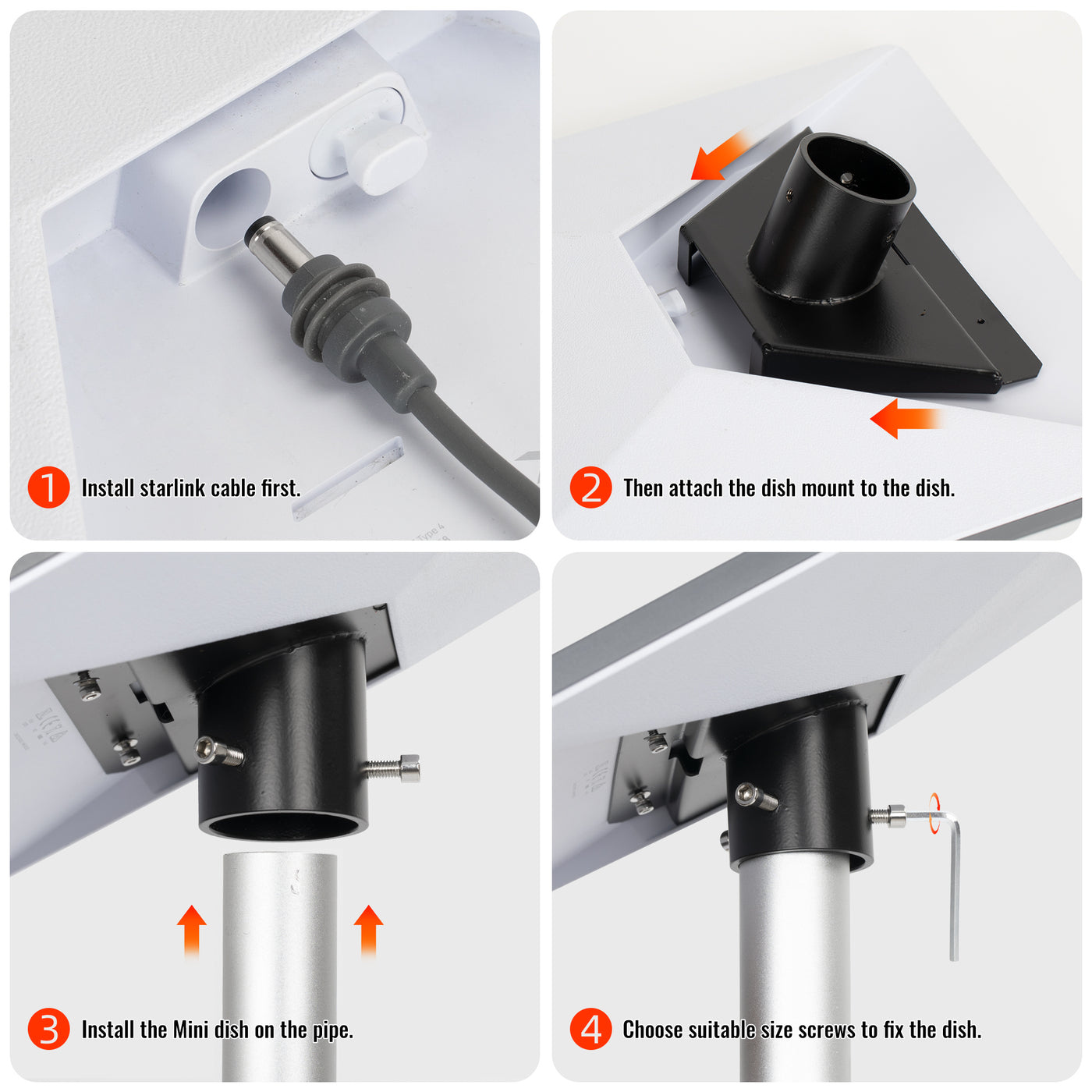 Starlink Mini Metal Pipe Adapter Pole Mount for Up to 1.54" Poles