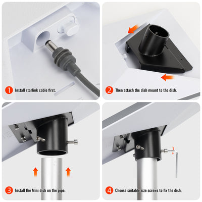 Starlink Mini Metal Pipe Adapter Pole Mount for Up to 1.54" Poles