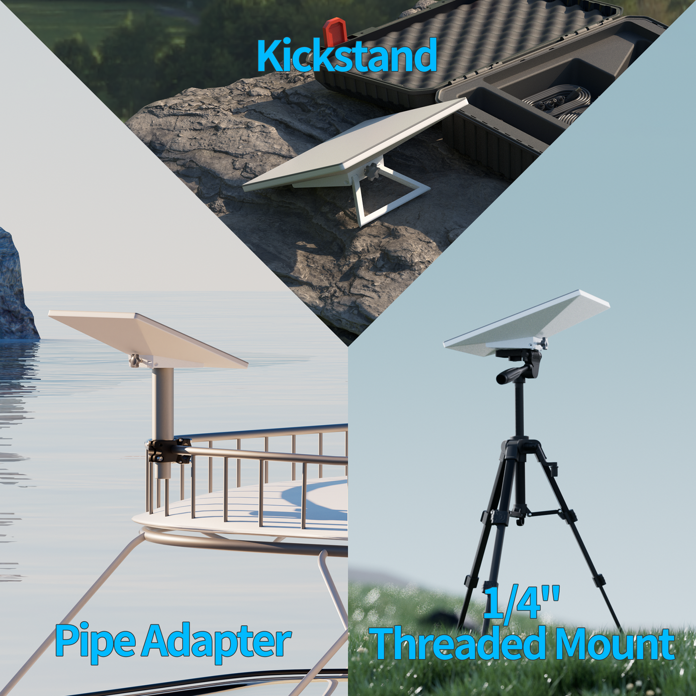 Starlink Mini One-Piece Kickstand and Pipe Adapter with Tripod Adapter
