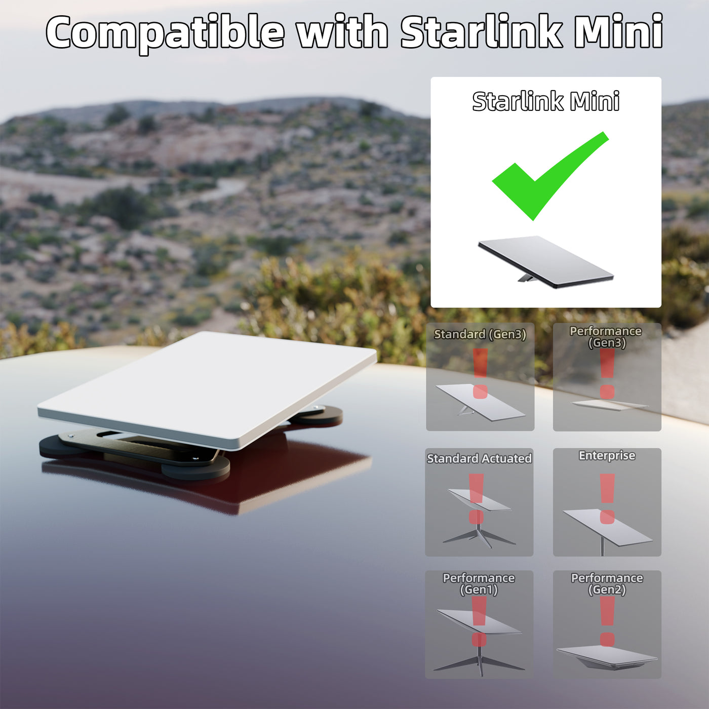 Starlink Mini Magnetic Roof Mount with Anti-Theft Lock No-Drill for Vehicle Roofs & Marine Use