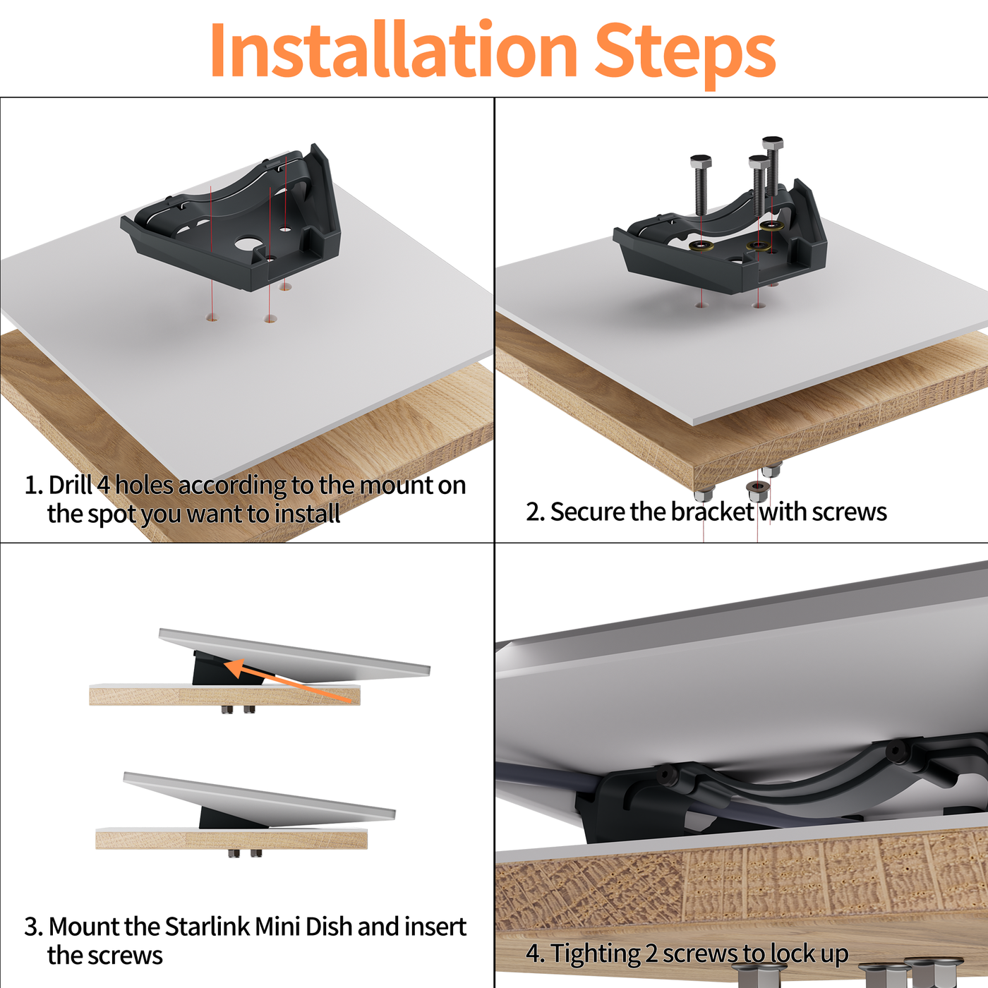Starlink Mini Mobility Mount Aluminum Alloy Anti-Theft Kickstand Kit