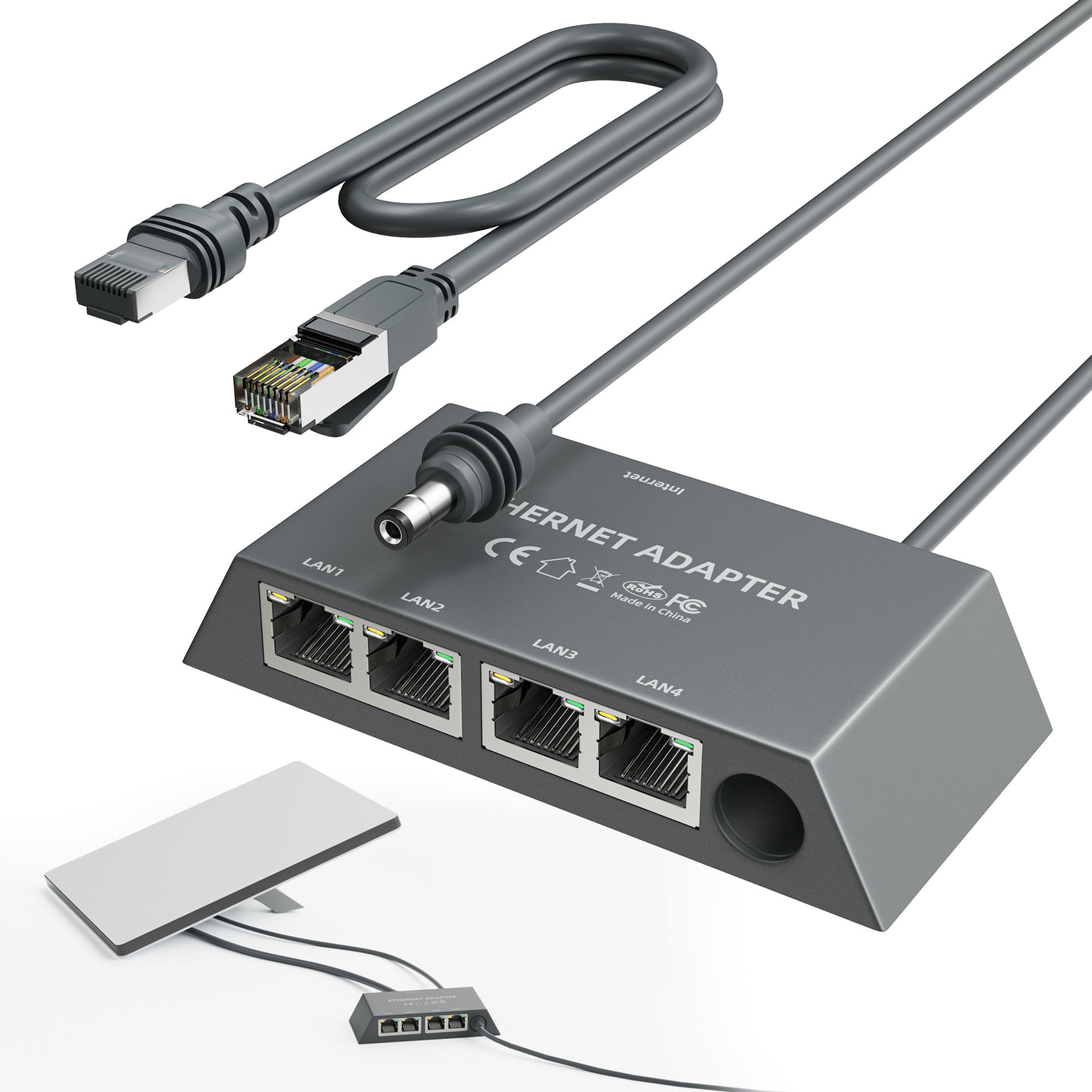 Starlink Ethernet Adapter for Gen 3 Standard & Mini | 4-Port Gigabit LAN Network Switch
