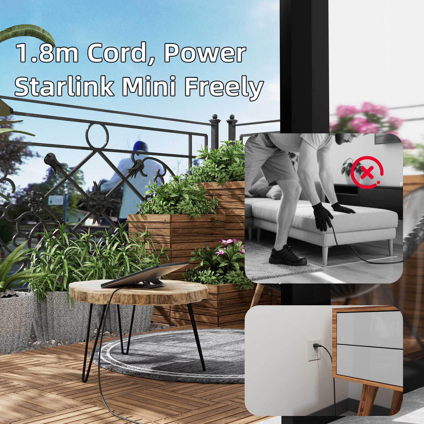Starlink Mini AC Power Supply 60W Replacement Adapter with 1.8m (6ft) Cord