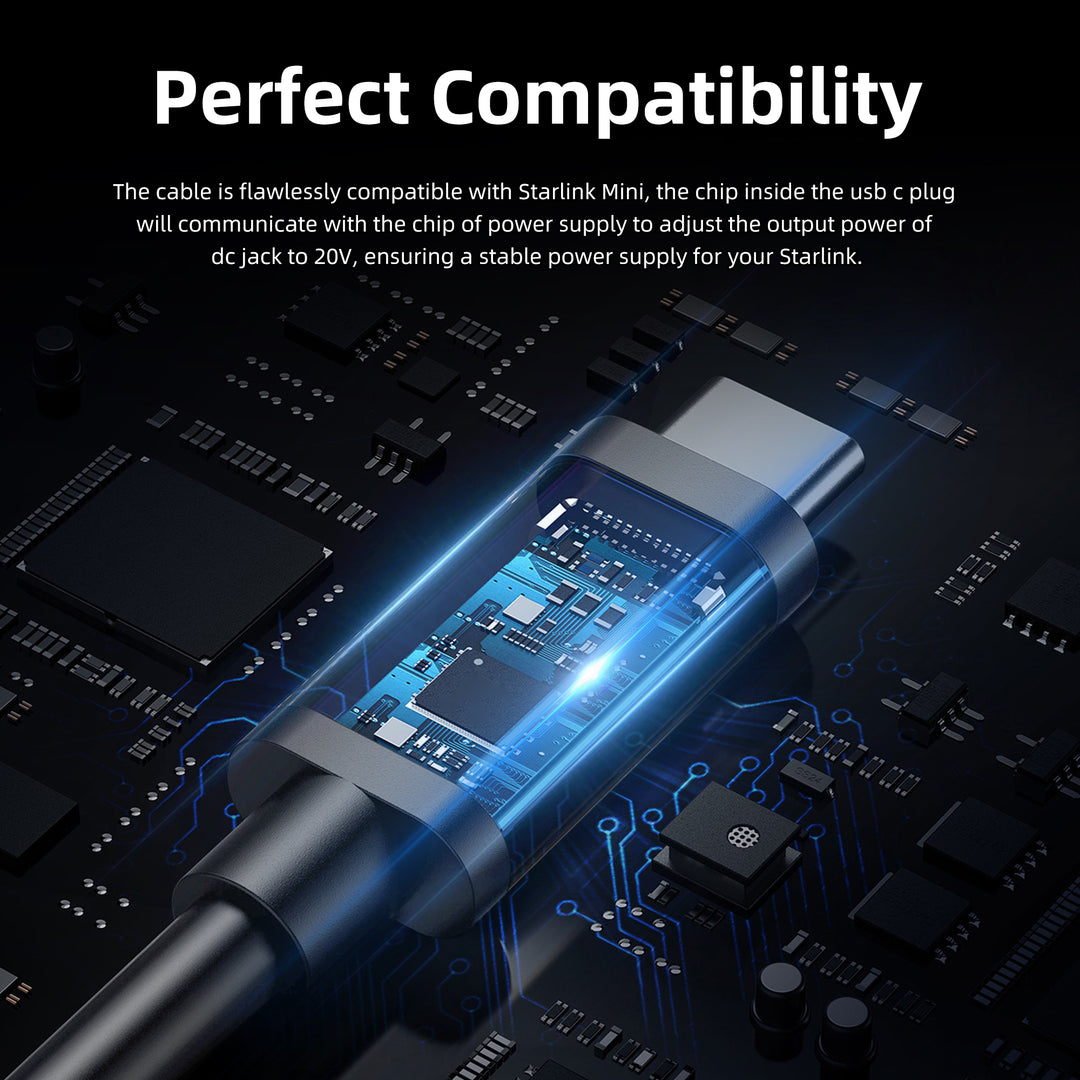 3-in-1 Starlink Mini Kabel 10 FT / 3 M - USB-C, Zigarettenanzünder & DC, Wasserdicht, Für Outdoor