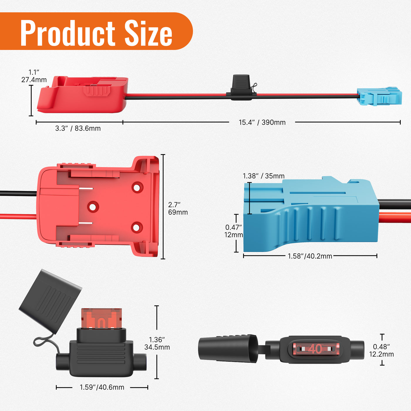 Milwaukee 18V Battery Power Wheel Adapter with Peg-Perego Connector