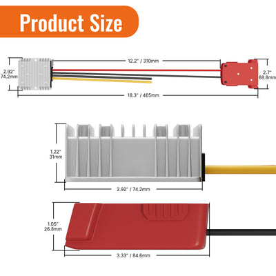 Milwaukee M18 Power Wheel Battery Adapter with 18V to 12V Step Down Converter