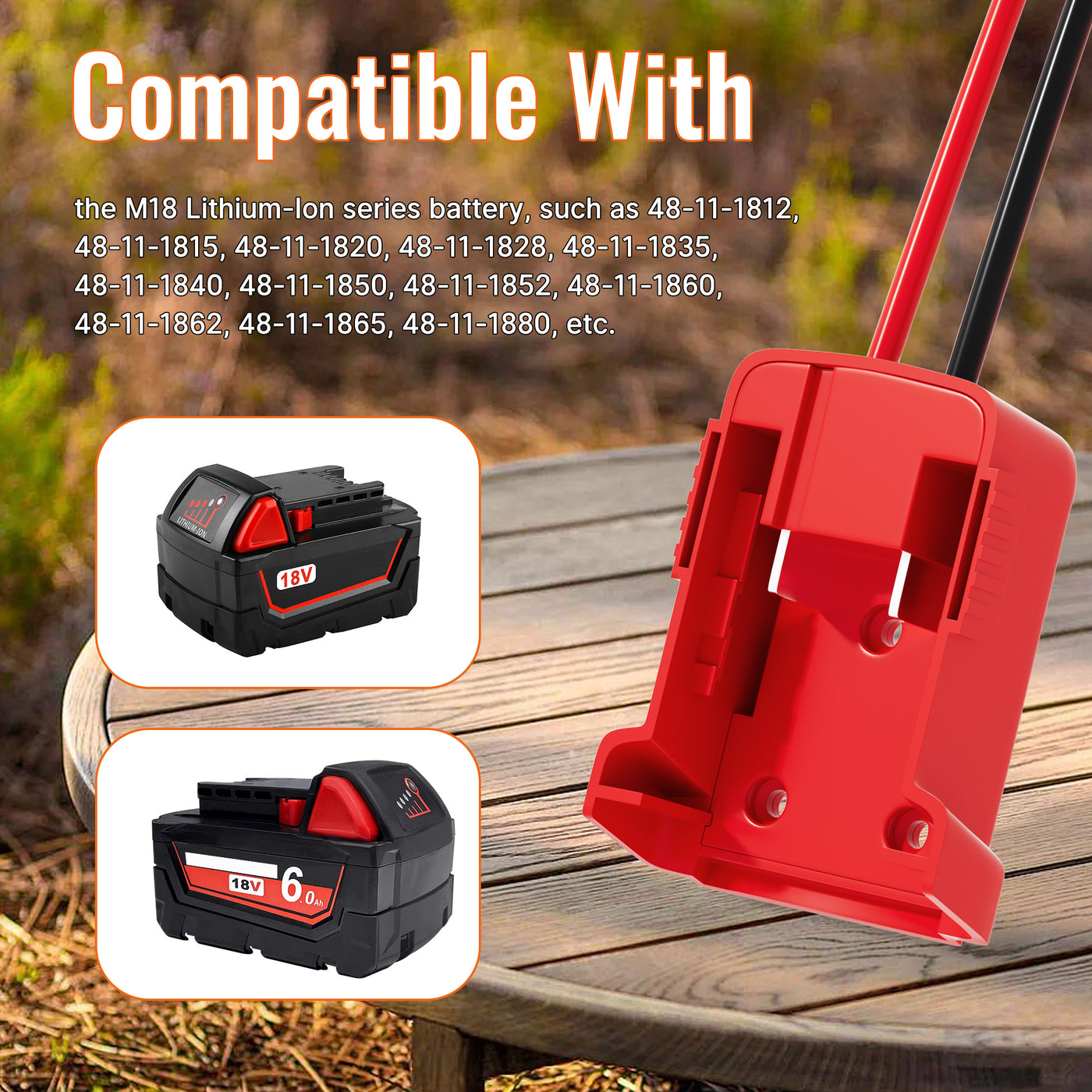 Milwaukee M18 Battery Adapter with 6FT Jumper Cables for Power Wheel