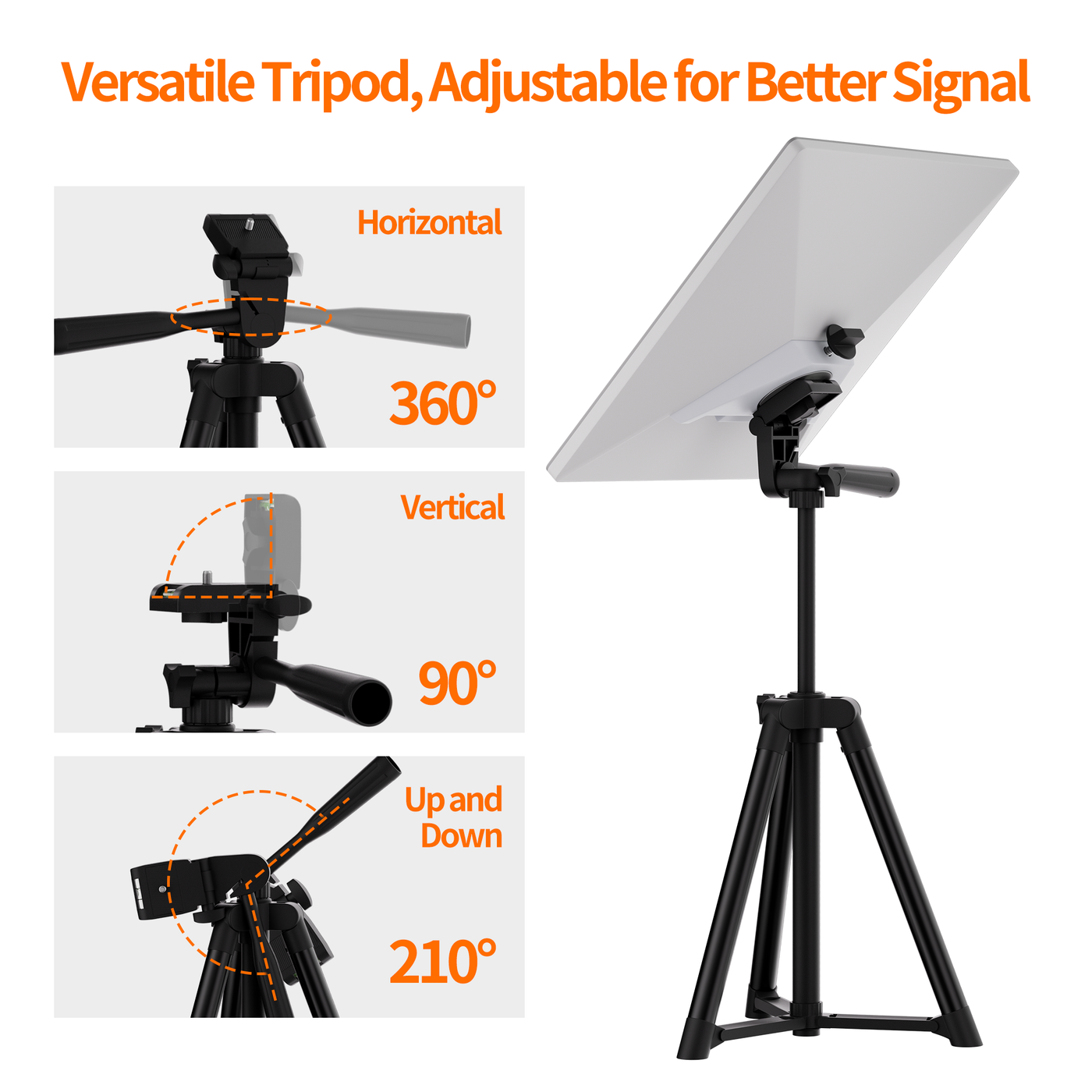 18.9" Starlink Mini Extendable Tripod with Mount Adapter and Bubble Level