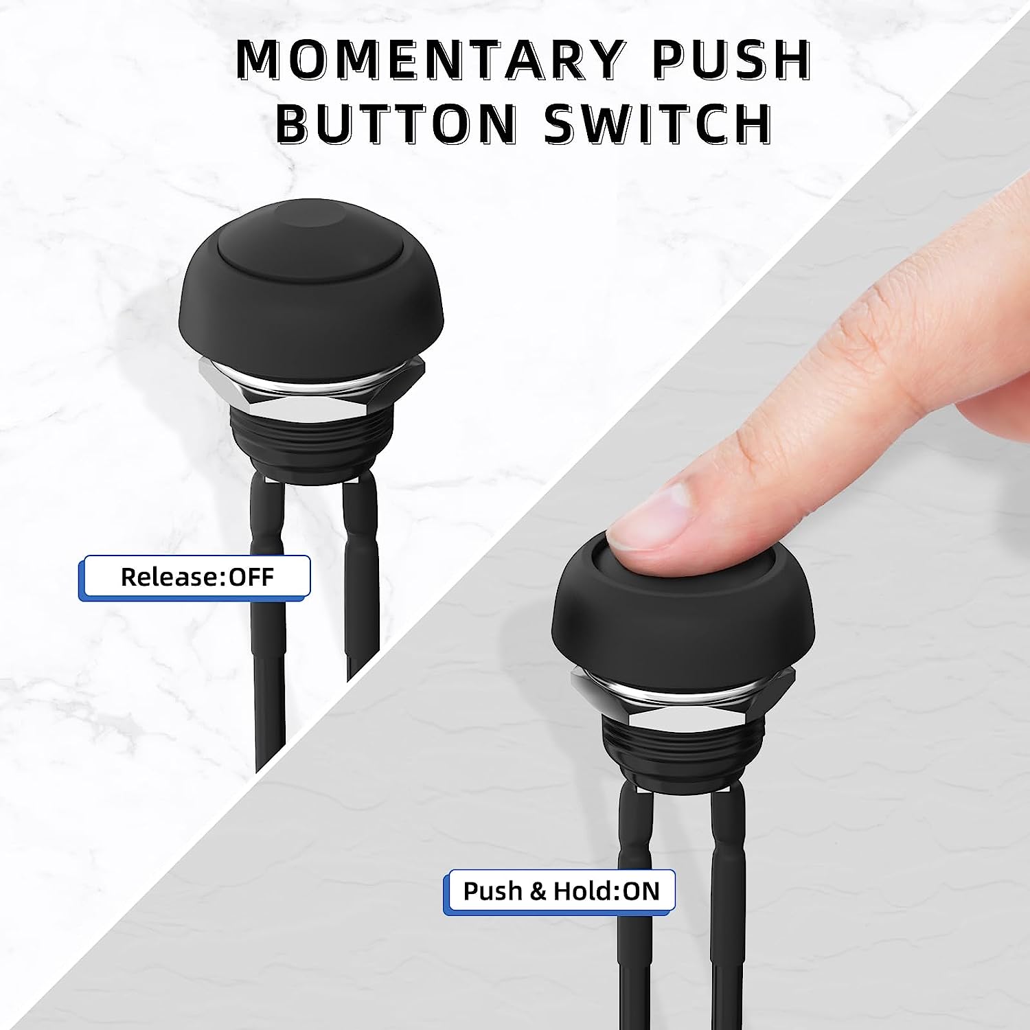 5PCS 12mm 5A 12V Pre-wired SPST Momentary Push Button Switch – DAIER