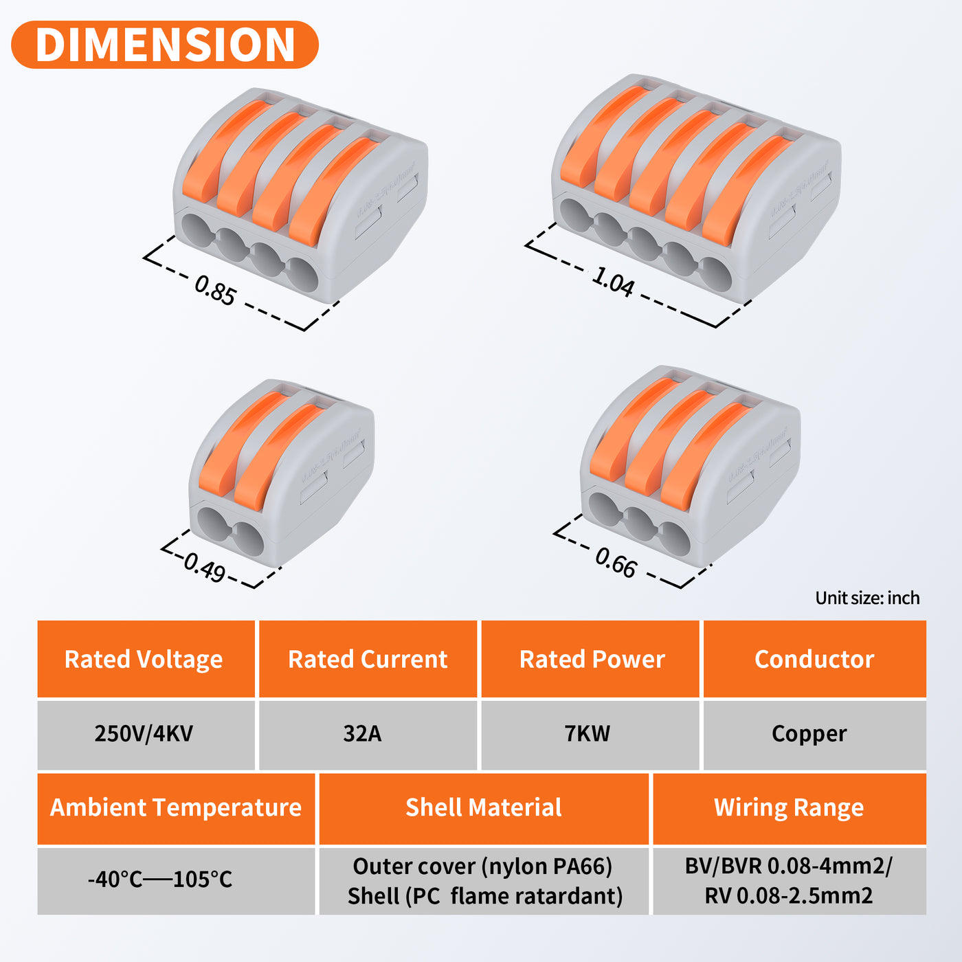 PCT-59 Conductor Combination Wire Connectors Kit Dimension