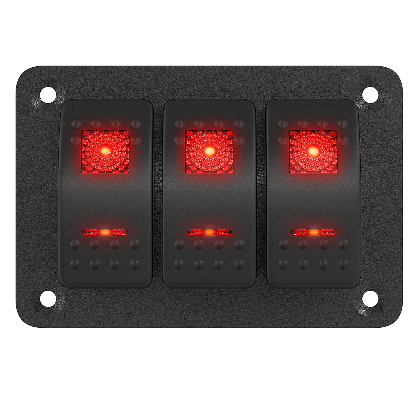 PN-1813-R Red Lighted 3 Gang Boat Switch Panel